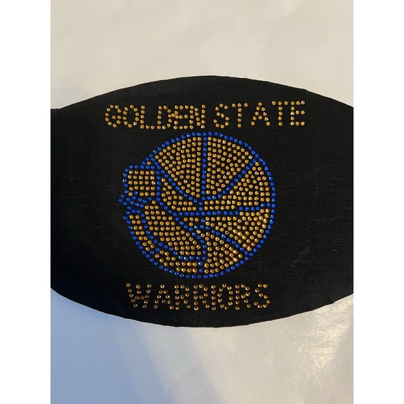Golden State Warriors Rhinestone Bling Face Mask Washable - Picture 3 of 16